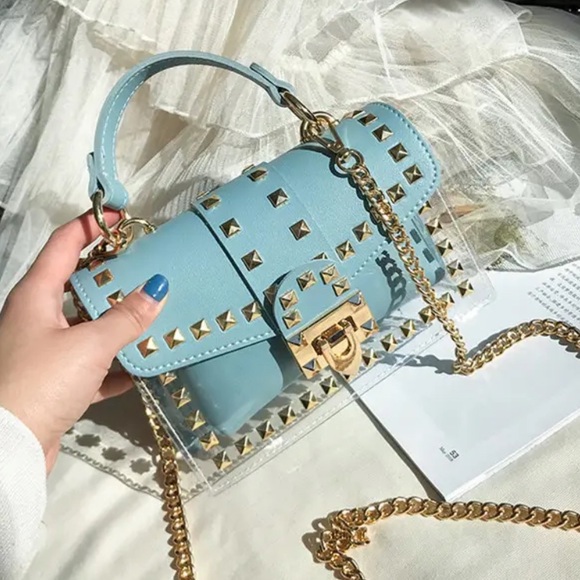 ALMOST GONE🔥 BLUE Luxury Rivet Decoration Jelly Candy Handbags Crossbody - Picture 4 of 11